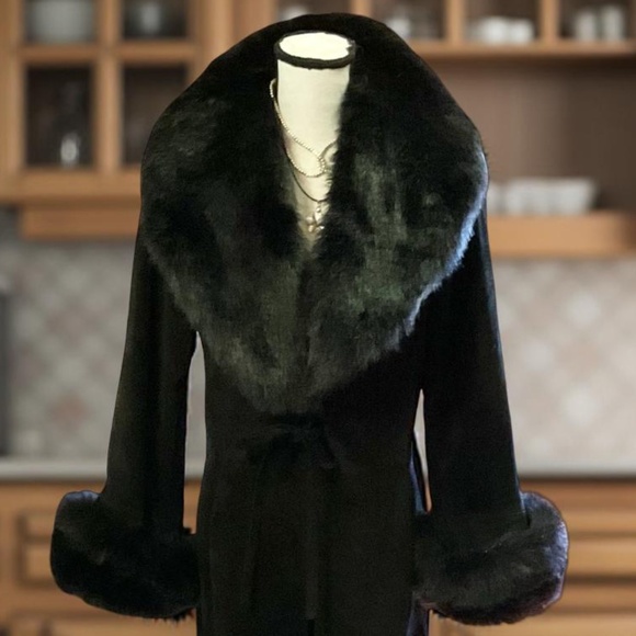 Express vintage early Y2K suede, floor length, belted, for a collar EUC - Picture 9 of 12